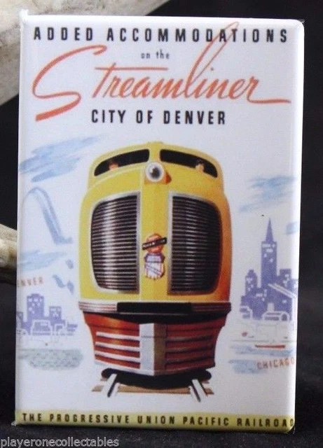 Union Pacific Railroad Denver 2" X 3" Fridge / Locker Magnet. Streamliner