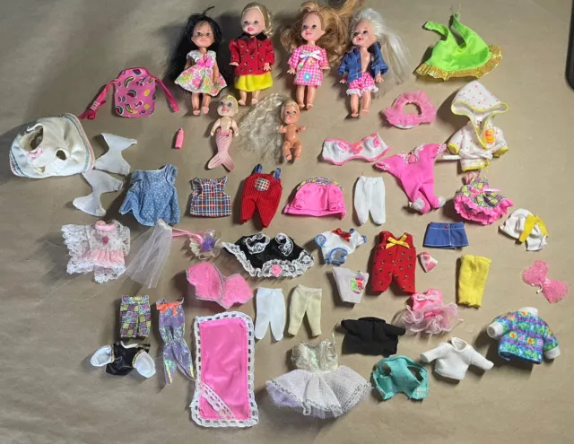 Large Bundle Of Vintage Barbie Sister Dolls & Clothes Kelly Shelly. 1990s Mattel