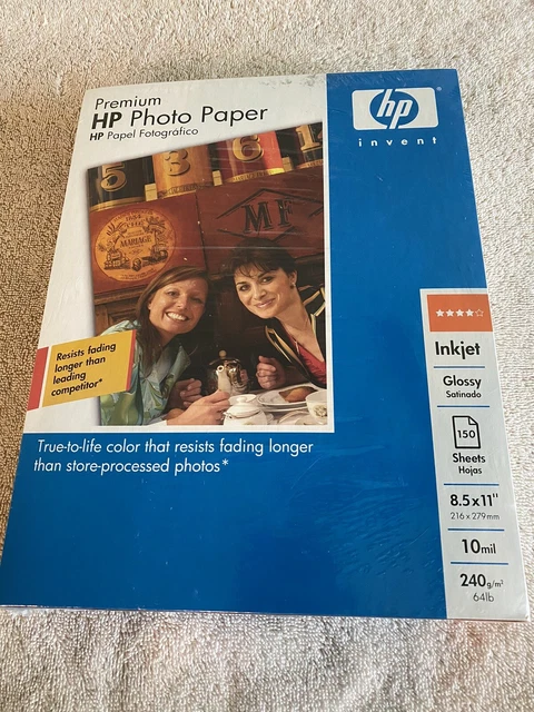 HP Premium Glossy Photo Paper Inkjet 8.5 x 11", 150 Sheets 10mil, New Sealed