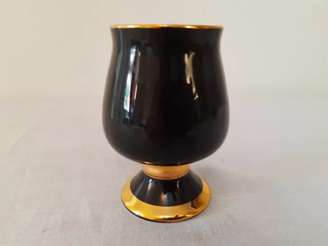 Vintage Prinknash Art Pottery Gold & Black Royal Silver Jubilee Queen Cup Goblet 2