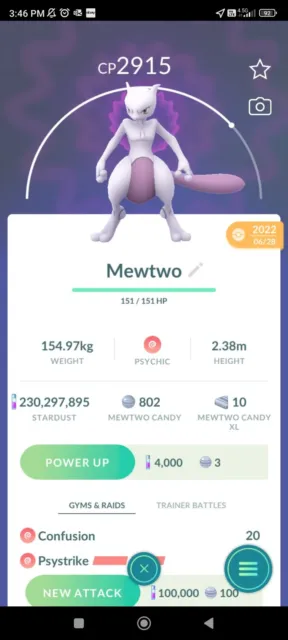 Pokemon Trade Go de Mewtwo