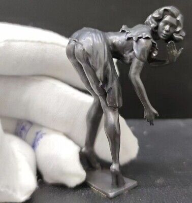 Black Solid Brass Seductive Hot Girl Statue Art Beauty Model Artwork