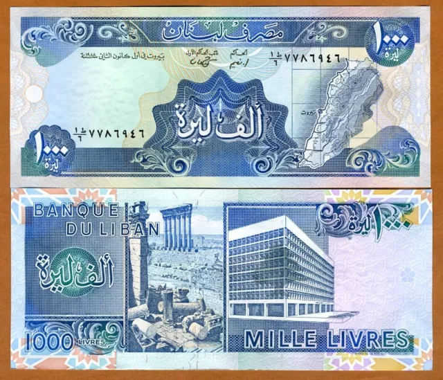 Lebanon, 1000 Livres, 1988, P-69 (69a), UNC