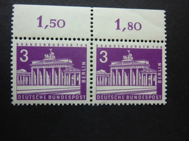 Berlin Mi Nr. 231 3 Pf. w, paare postfrisch Brandenburger Tor 1963