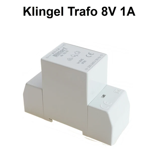 BELL TRANSFORMER 8V 1A for hat rail or surface mounting Bitpeat type 17 ...