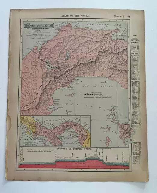 1904 Map Of Isthmus Of Panama & Panama Canal Panama   By Rand McNally & Co.