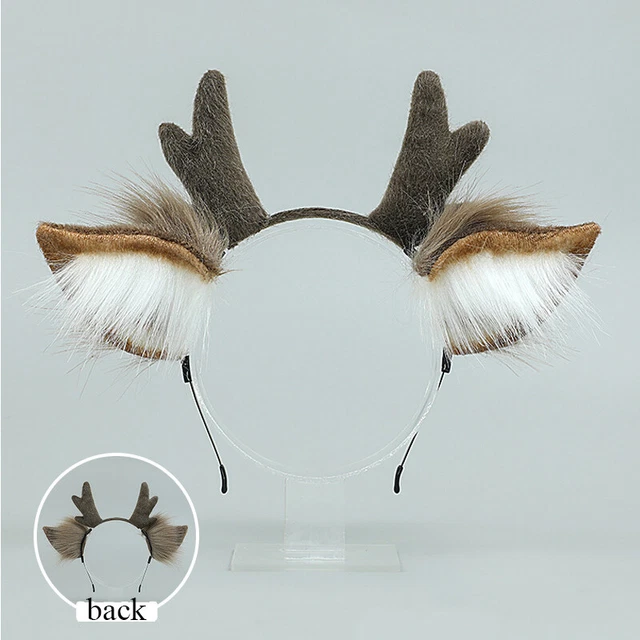 Lolita Plush Deer Ear Antler Headband Hair Hoop Cosplay Prop Hair Band Headdress