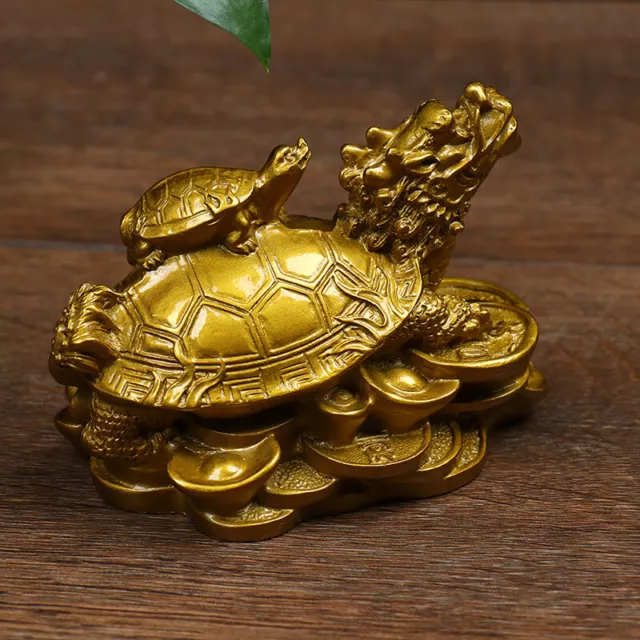Statue de tortue Dragon Feng Shui en or, Figurine, pièce de monnaie, richesse