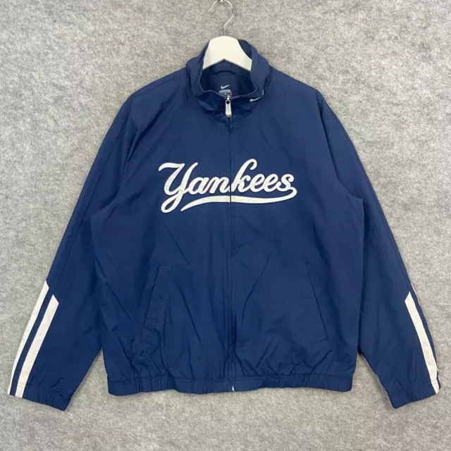 New York Yankees Jacket Mens Large Blue Nike MLB Windbreaker Tracksuit Track Top