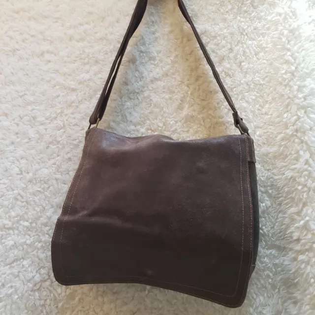 Genuine Suede  Leather Unisex Messenger Bag Crossbody Brown Unbranded Rawhide