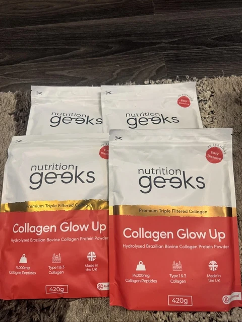 Mutition Geeks NUTRITION GEEKS COLLAGEN Glow Up Powder 14000mg, 420g X 4 £54.99 ...