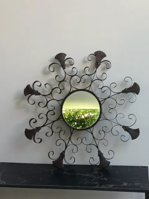 Rare miroir soleil métal . Design 1950 1960. Chaty Vallauris Non Signé