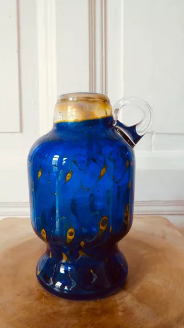 Eisch Vase Pfauenauge Vintage Glaskunst Objekt