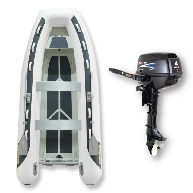 3.65m ISLAND INFLATABLE Alloy RIB BOAT + 4HP PARSUN OUTBOARD ✱ PACKAGE DEAL ✱