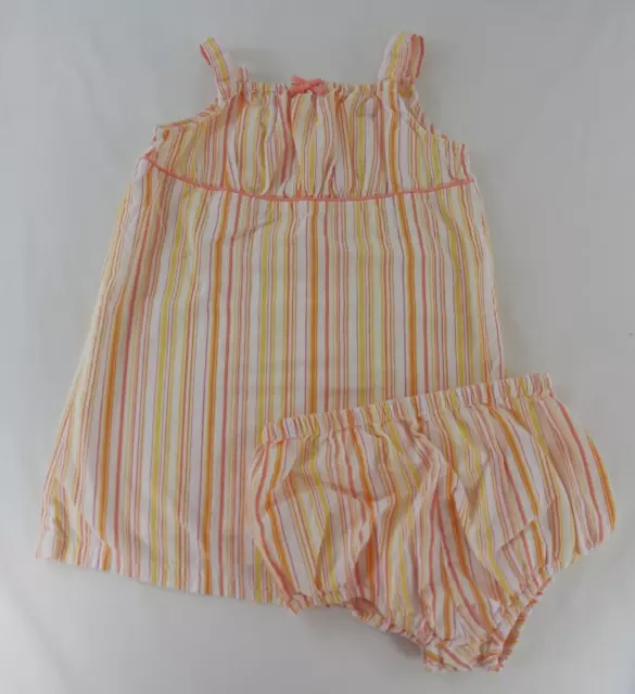 Kid Connection Girl’s Size 24MOS Orange Yellow Stripe Sundress With Diaper Cover