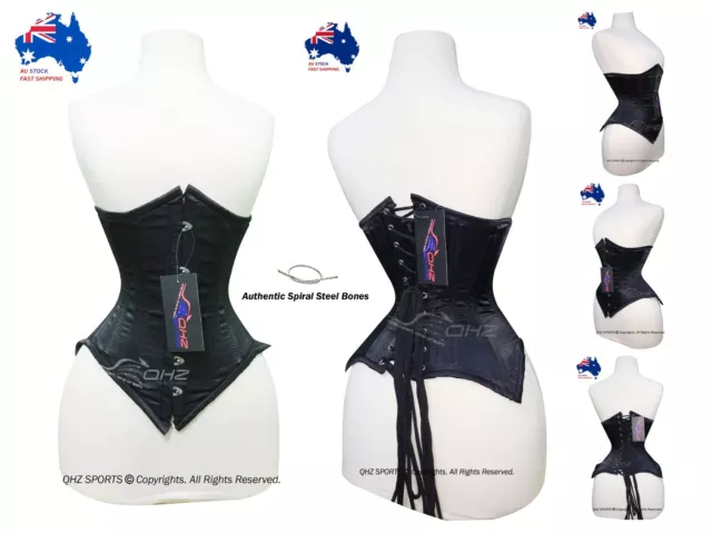 Heavy Duty Double Steel Boned Waist Training Satin Shaper Underbust Corset C33