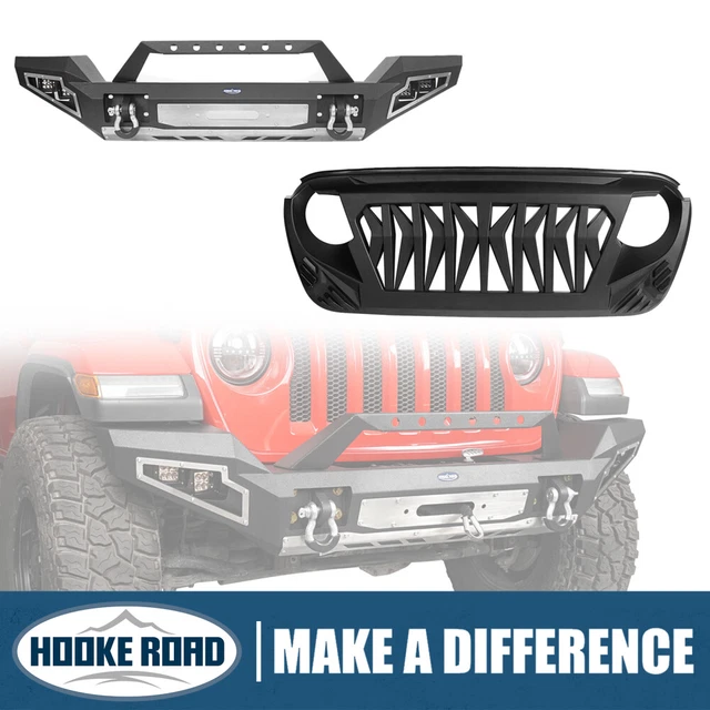 HOOKE ROAD FRONT Bumper+Grill Guard Fit Jeep Wrangler JL Gladiator JT