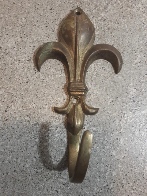 One Fleur De Lis Wall Hook Antique Brass Towel Coat Key Hanger 4 1/2"