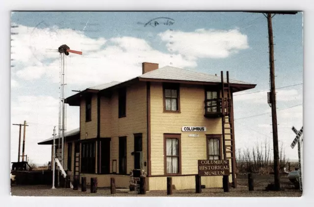 Postcard 1990 NM Train Southern Pacific Railroad Depot View Columbus Mew Mexico