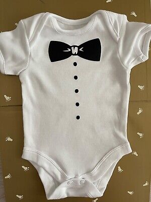 Baby Vest Bow Tie Tuxedo Bodysuit, Babygrow, Pregnancy Announcement Shower Gift