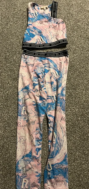 girls river island active wear set size 7/8 years, VGC