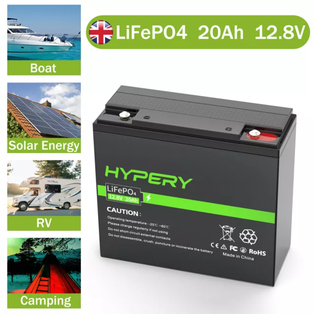 12V 20AH LIFEPO4 Lithium Leisure Battery BMS Solar RV 4000 Cycles