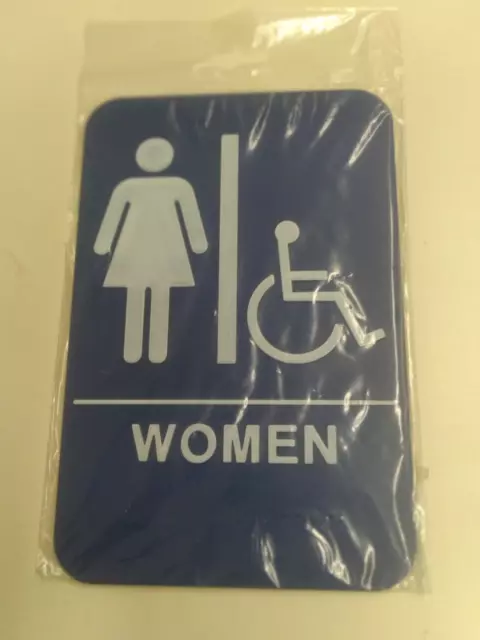 SET OF 2 Headline Sign ADA Sign, Women Restroom Wheelchair Accessible Symbol