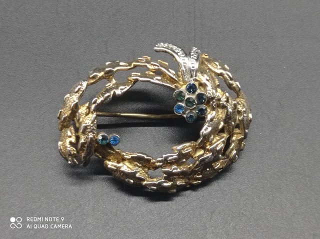 Broche Ancienne Argent Massif Marcassites Medaille Marie Éma