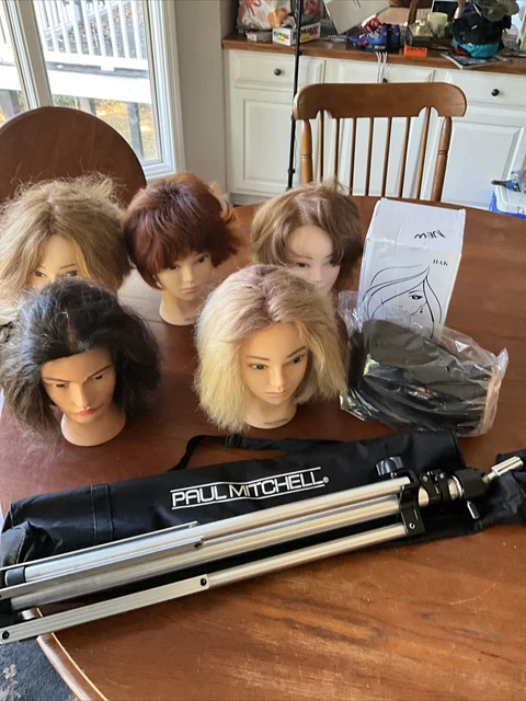Juego de 6 - CABEZAS DE ESTILO PAUL MITCHELL MANIQUÍ con soporte trípode