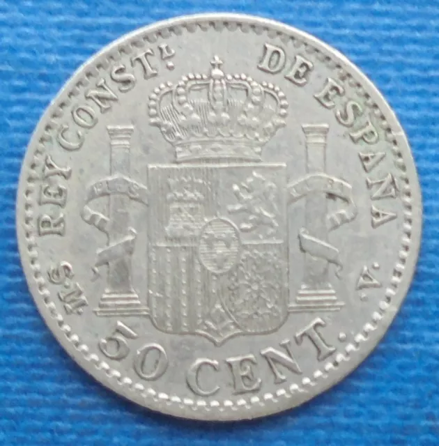 50 Cent 1904 Spanien König Alfonso XIII, Silber Kursmünze