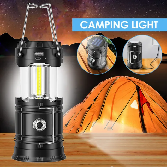 Solar LED Camping Laterne USB Wiederaufladbar Zeltlicht Campinglampe für Wandern
