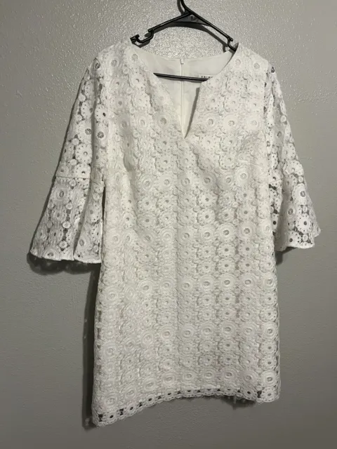 Trina Turk Loomis Bell-Sleeve Momento Lace Shift Dress White Bridal Summer 8