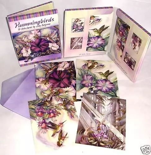 12 Box Set Jody Bergsma HUMMINGBIRDS, Birds Leanin Tree Note Cards Made in USA