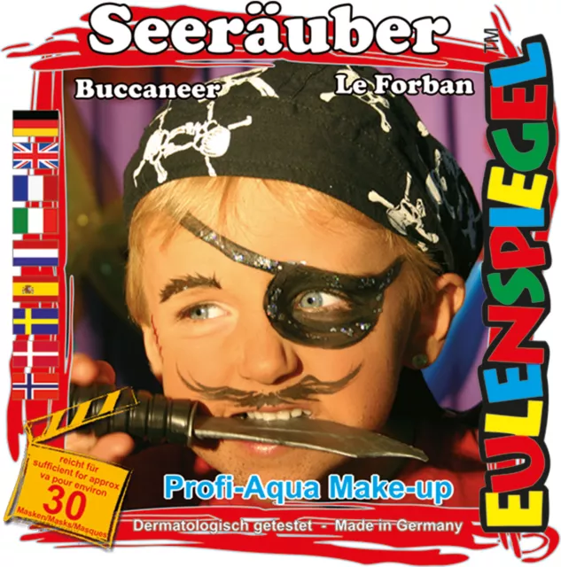 Eulenspiegel Set Tema Pirata, Kit de Maquillaje Con Schmink-Anleitung Y 1 Pincel