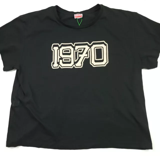 $240 KENZO Paris Black Seasonal Graphic Boxy Tee T-Shirt Mens Size XL