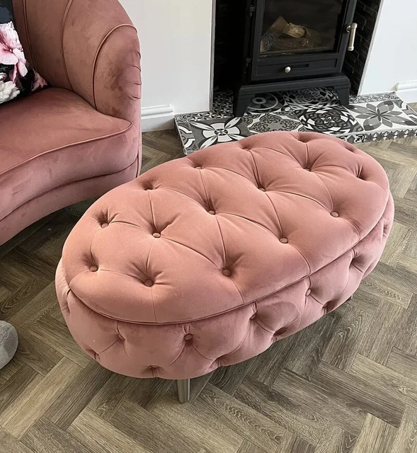 Blush pink footstool deals