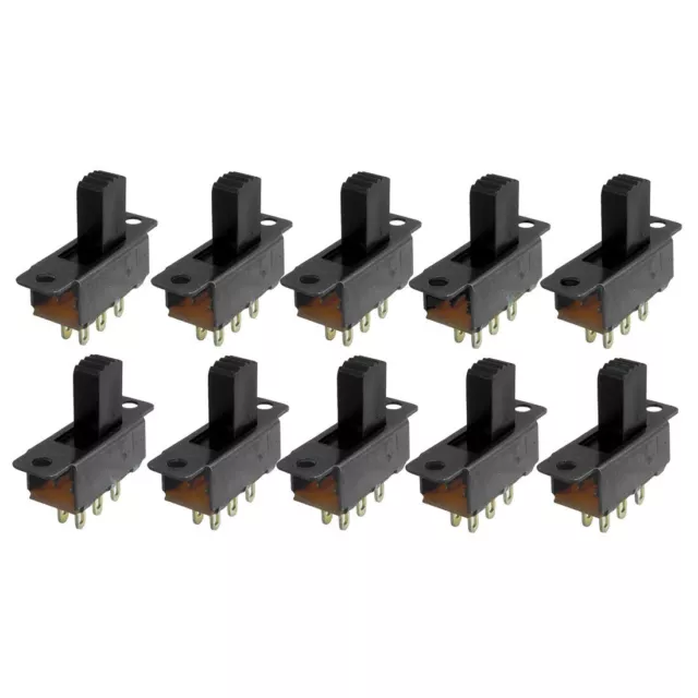 10x Mini Slide Switch 6-Pin 2-Position DPDT On/On Slider Switches Black Tiny