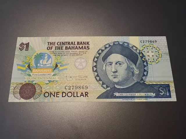 1 Dollar Bahamas Banknote, Kassenfrisch