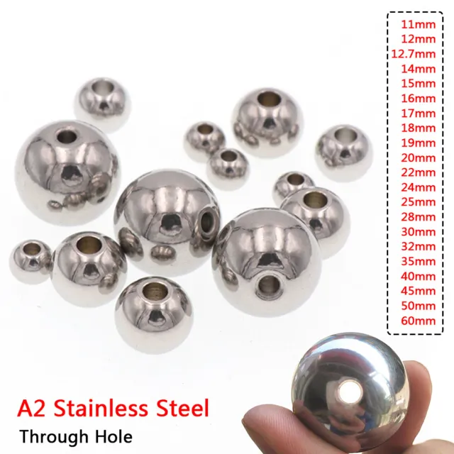 Perline in acciaio inox Ø 11 mm a 60 mm solido 304 A2 sfera attraverso foro