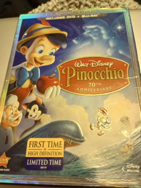 Pinocchio (Blu-ray/DVD, 2009, 3-Disc Set, 70th Anniversary Platinum Edition)