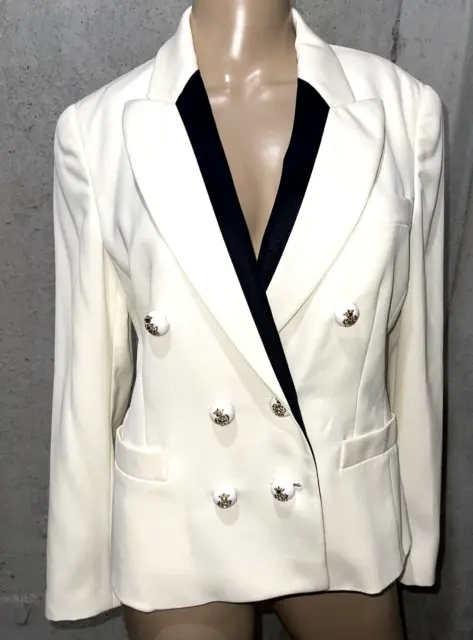 Emilio Pucci Colorblock Double Breasted Logo Button Blazer Jacket US 8 10 IT 44