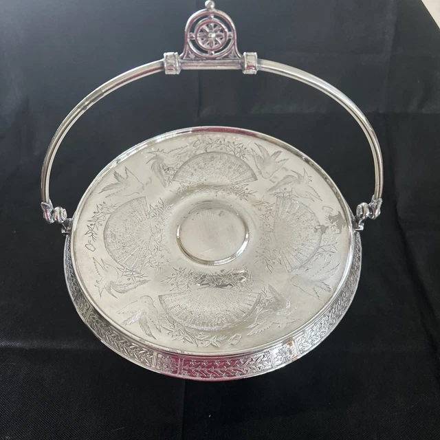 Antique Victorian Reed & Barton Silver Plate Elevated Bridal Basket #3684
