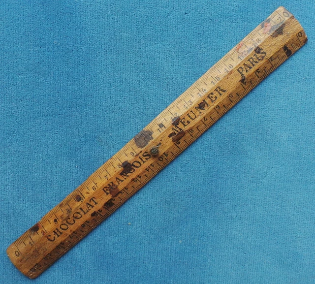 ANCIENNE RÈGLE EN bois publicitaire PILE WONDER Double décimètre EUR 9