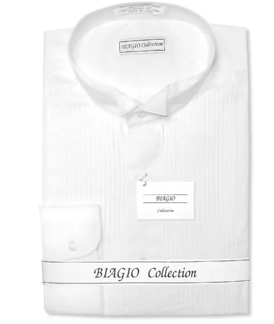 Biagio Mens 100% COTTON Solid White Color TUXEDO Dress Shirt sz 15 34/35