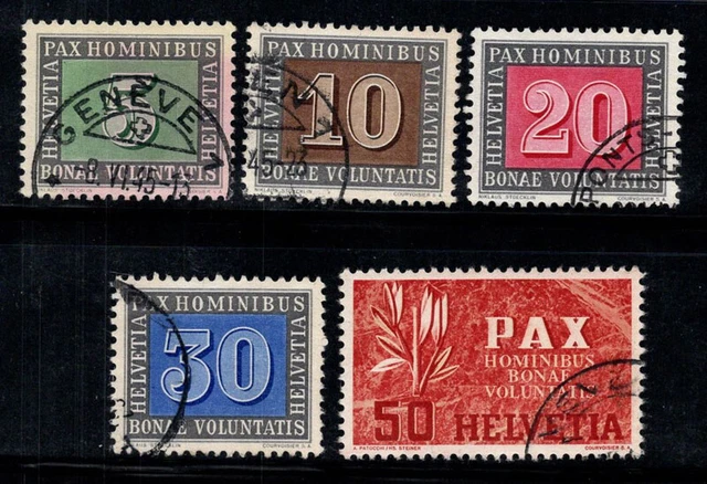 Suisse 1945 Mi. 447-450, 452 Oblitéré 100% paix