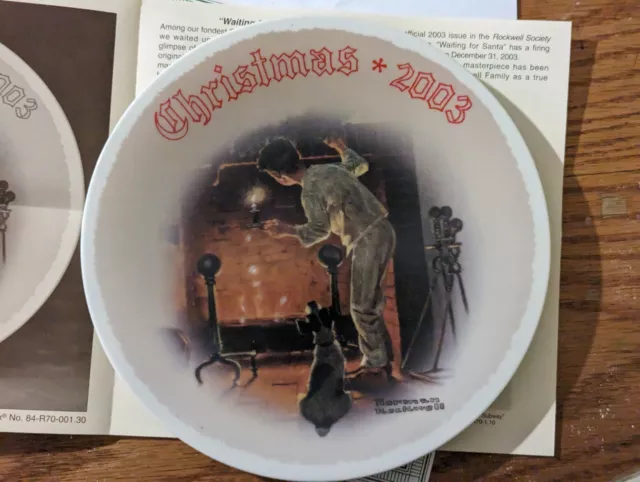 Norman Rockwell Collector Plate 2003 Christmas Waiting For Santa W/CoA