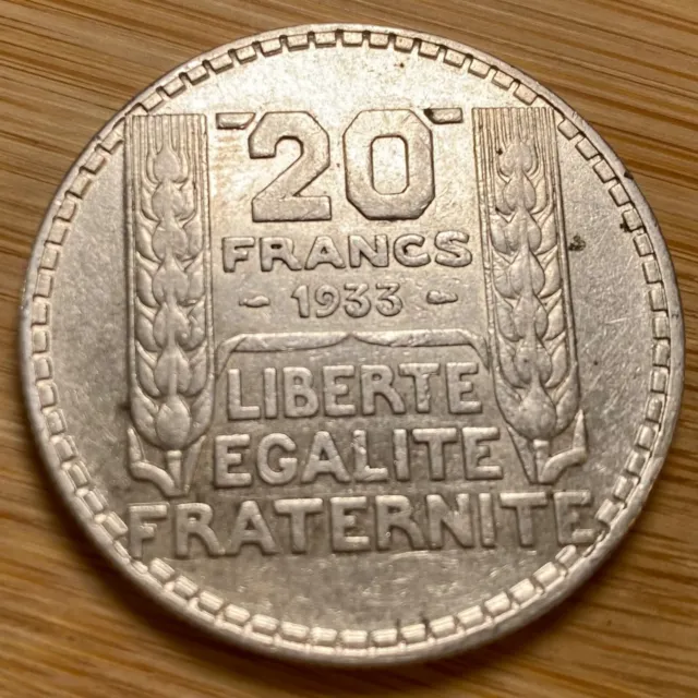 Piece De 20 Francs Turin 1933 En Argent (1218)