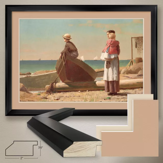 44W"x32H": DAD'S COMING! by WINSLOW HOMER 1873 - DOUBLE MATTE, GLASS and FRAME