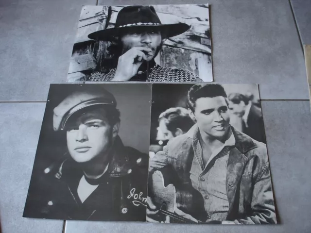 Lot 3 photos affiche Johnny Halliday, Elvis Presley, Marlon Brando