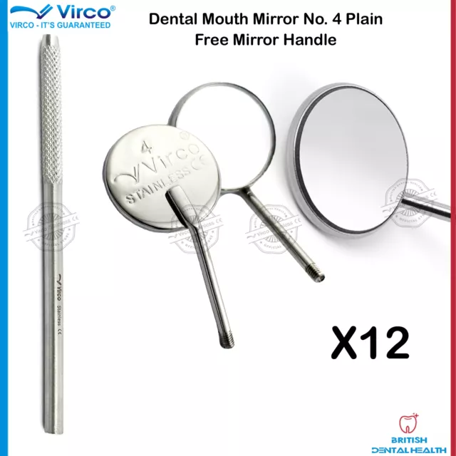 Neuf Parodontale Miroir Dentaire Bouche Têtes No.4 Uni Avec 1 Sans Poignée Virco